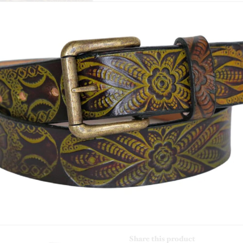 Marakesh Leather Wildflower Leather Belt - 1.25'' (dress pant width)
